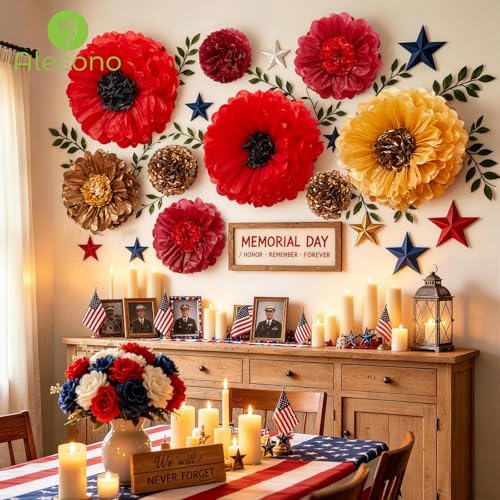 Alecono 9 Pcs Giant Paper Flowers Decorations for Wall (24", 20", 14") - Image 2