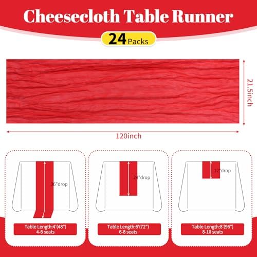 24 Pack Red 10Ft Cheesecloth Table Runner - Image 2