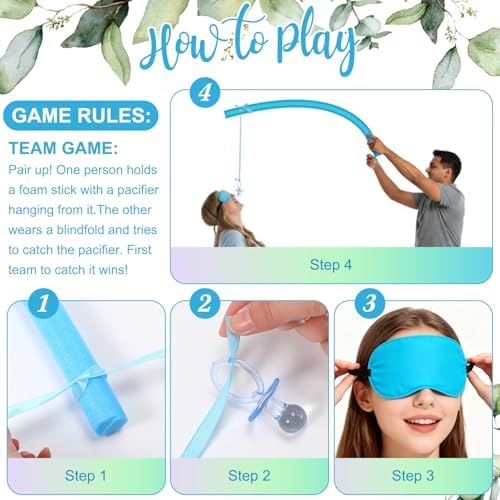 Capoda 64 Pcs Pacifier Fishing Baby Shower Games with Blindfolds - Image 3