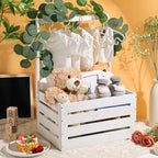 Barydat Wooden Baby Shower Crate Basket with Handle, White - Image 5