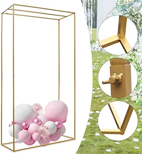 5.3x9.2ft/1.62x2.8m Wedding Arch Metal Garden Arbor Square Backdrop Stand Wedding Arches for Ceremony Metal Square Backdrop Stand Easy-to-Assemble Wedding Decorations Arch (Gold) by TouSuaRSi