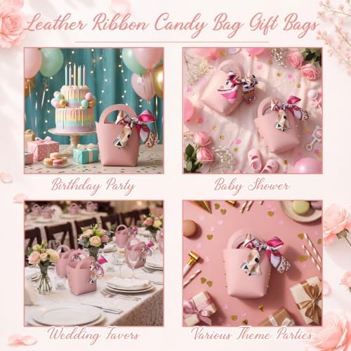 Kacctyen 30pcs Samll Purse Gift Bags PU Leather Purse Party Favors, Pink - Image 5