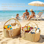 2pcs Rattella Premium Scalloped Rattan Baby Diaper Caddy Organizer 16.14*10*7.2/13.9*8*6in Handwoven Wicker Nursery Storage Basket with Removable Divider & Gift Bow - Boho Baby Registry (Khaki 2) - Image 5