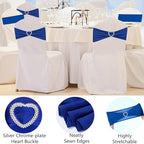 Royal Blue Chair Sashes 50 Pack Spandex Blue Sashes for Chairs Covers Universal Stretch Chair Sashes Band with Heart Buckle Slider Universal Sashes Bows for Wedding Banquet Party Decorations - Image 3