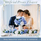 Suncalla 60 Pcs Assorted Silk Artificial Flowers, Faux Fake Full Hydrangea Peony Rose Bouquet with Leaf Stem for Wedding Centerpiece Bridal DIY Craft Baby Shower Party Decor(Blue) - Image 6