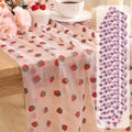 12 Pcs 29x70 Inch Strawberry Shiny Glitter Tulle Table Runner, Pink Lace Tablecloth for Cake Birthday Party Wedding Baby Shower Christmas Decorations by ACRNIGHEET