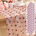 12 Pcs 29x70 Inch Strawberry Shiny Glitter Tulle Table Runner, Pink Lace Tablecloth for Cake Birthday Party Wedding Baby Shower Christmas Decorations by ACRNIGHEET