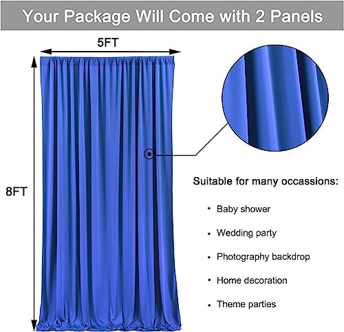 Wrinkle Free 10x8 ft Royal Blue Backdrop Curtains for Parties, Polyester Backdrop Drapes Soft Back Drop for Birthday Wedding Photography Background Decorations - Image 6