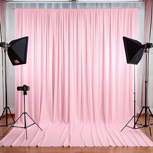 10x10ft Pink Backdrop Curtains for Wedding Parties Wrinkle Free Pink Curtains Photo Backdrop Drapes for Photography Birthday Baby Shower Soft Fabric Party Backgournd for Photoshoot 5x10ft, 2 Panels - Image 4