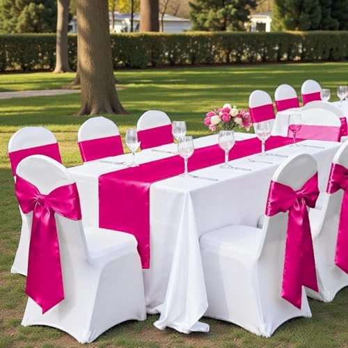 MDS® Pack of 75 Satin Chair Sashes for Wedding & Events – Magenta - Image 6