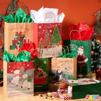 JOYIN 24 Pcs Christmas Kraft Gift Bags with Twine Handles, 10'' X 13'' X 5'' Large Xmas Goodie Goody Treat Bags for Holiday Present Wrapping, Christmas Decorations, Party Supplies Decor - Image 6