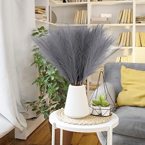 obbsie 50pcs Faux Pampas Grass Grey, 21.6" Short Artificial Pompous Grass Floral Fake Pompas Grass Branches Vase Filler Flower Arrangement for Home Wedding Boho Decor (Pack of 2) - Image 5