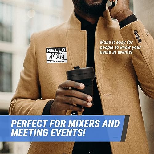 Hello My Name is Name Tag Labels (2-5/16 x 4 inch, Black - 400 Labels) Name Badge Stickers - Easily Customization for Networking Events - Image 3