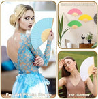 Qunclay 150 Pcs Paper Fans for Weddings Handheld Folding Fan, Bright Color - Image 5