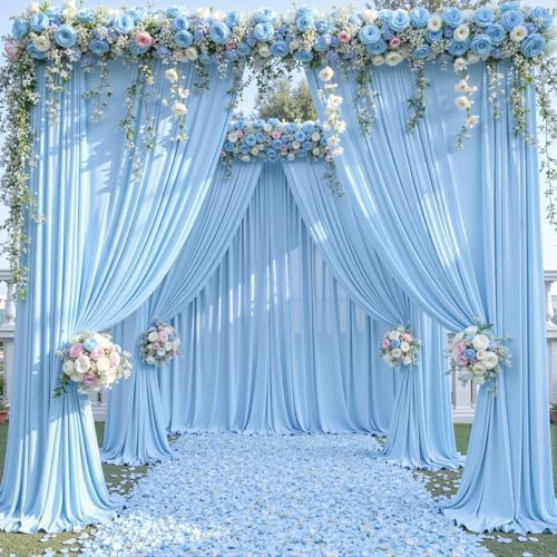 30ft x 15ft Baby Blue Wrinkle Free Backdrop Curtains for Wedding Party Backdrops Curtain Drapes Fabric Decorations Photo Back Drop Cloth for Baby Shower Photography Stage Reception - Image 2