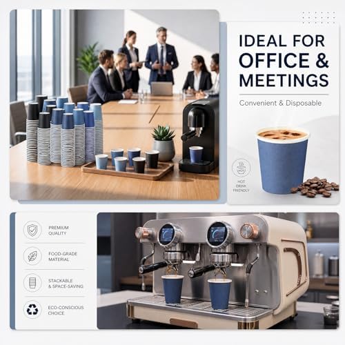 Roshtia 500 Pack 4 oz Paper Espresso Cups Elegant Dusty Blue Design, Small Disposable Cups for Espresso, Hot Tea, Baby Showers, Weddings, Parties, Picnics, Homes, Offices & Events - Image 5