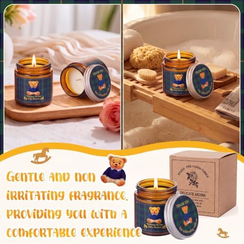 MTLEE 12 Pcs Tartan Plaid Bear Baby Shower Candle Favors for Guests - Image 6
