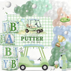 Golf Baby Shower Decorations - A Little Putter Is On The Way Backdrop with Golf Party Balloon Garland and BABY Boxes, All-in-One Party Set for Birthday Gender Reveal by KARAQY