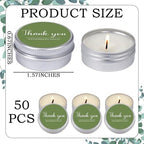 MTLEE 50 Pcs Green Wedding Thank You Candles Gifts for Guests Baby Shower - Image 6