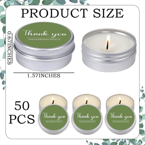 MTLEE 50 Pcs Green Wedding Thank You Candles Gifts for Guests Baby Shower - Image 6