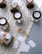 Ju's Favors 10 Piece Set of Wooden Tealight Candle Holders, Wedding Candle Favors, Baby Shower Favors, Guest Return Favors, Bridal Shower Favors for Guests.(Dark Brown+Rose) - Image 3