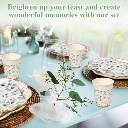Funnymoom 250 Pcs Sage Green Eucalyptus Party Decorations Wedding Serves 50 - Image 5