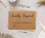 50 Blank RSVP Cards with Kraft Envelopes Rustic Kraft 4"x6" Response Cards-RSVP Reply Card for Wedding-Bridal Shower-Baby Shower-Rehearsal Dinner - Image 5