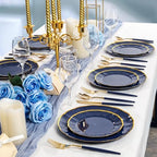 Supernal 102Pcs Gold Plastic Cutlery with Dark Blue Handle for Party - Image 5