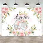 9x6ft Elephant Baby Shower Backdrop for Girl Pink Flowers Photography Background Newborn Girls Birthday Banner Decorations Sweet Princess Baby Party Portrait Photo Booth Prop by ASDCXZ