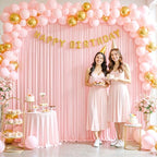 Blush Pink Backdrop Curtain for Parties Baby Shower Wrinkle Free Pink Photo Curtains Backdrop Drapes Fabric Decoration for Wedding Birthday Party 5ft x 7ft,2 Panels - Image 2