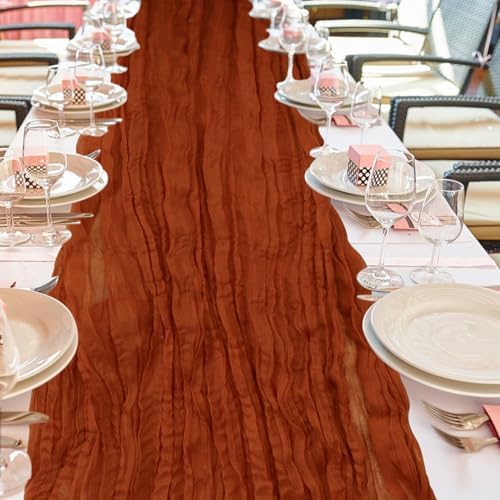 6 Pack Cheesecloth Table Runner 10Ft Christmas Gauze Boho Table Runners for Wedding Decor Bridal Shower Decorations Baby Shower Party(35" x 120") - Image 6