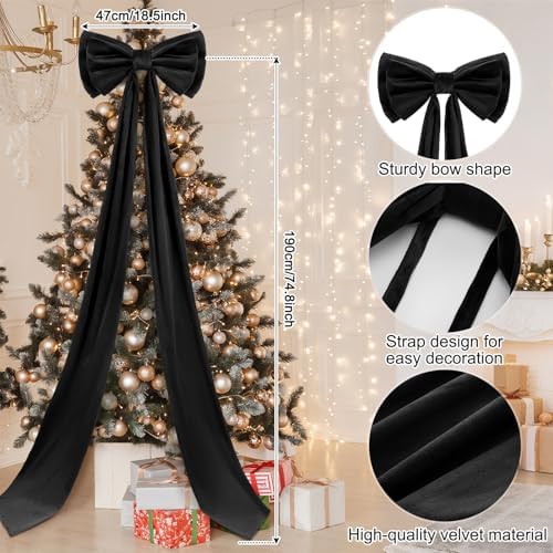 Wavwavw Christmas Giant Velvet Bow Decor Black Big Bow, 75 x 18 Inches - Image 3