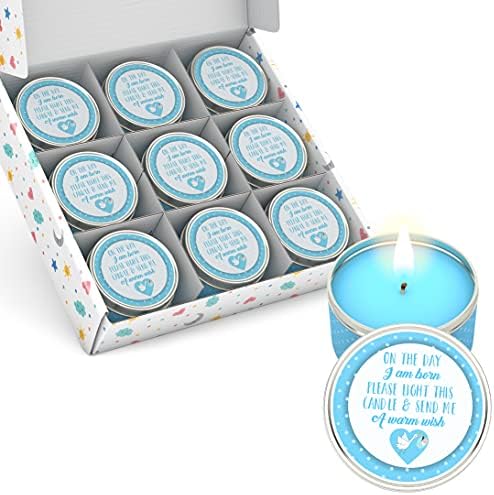 Majestic Zen Baby Shower Candle Favors Gift Set | 9-Pack Neutral Scented Soy Wax Candles | Fresh Baby Powder Scent | 30–40 Hour Burn | Unique Gender Reveal Party Favors & Baby Shower Decorations by MajesticZen