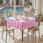 Wish Care 2 Pack Pink Spandex Tablecloths for 34x34 Inch Square Tables, Stretch Fitted Table Clothes with Pleated Ruffle Skirt for 34” Table, Wrinkle Free and Elastic, for Party Kitchen Home Dining - Image 2