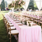 4 Pack Pink Tablecloth for 8 Foot Rectangle Tables with Tulle Table Skirt - Image 7