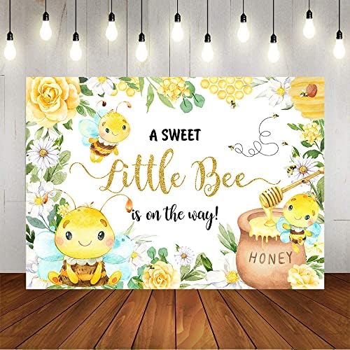 Avezano A Sweet Little Bee is on The Way Backdrop Honeycomb Bee Baby Shower Background Party Decorations for Girls Photoshoot Props 10 x 8 ft - Image 2