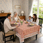 Ridhi Apricot Rosette Vine (Wine Red) Hand Block Print Cotton Rectangle Tablecloth 60x102 inch Reusable Table Cover Decorative Everyday Use for Dining Room, Farmhouse, Home Gift for Spring, Summer - Image 4