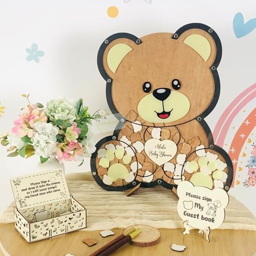 Teddy Bear Baby Shower Guest Book Alternative, Wooden Sign-in Drop Box - Image 5