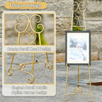 Metal Large Free Standing Adjustable Display Stand Scroll Easel with Chain Support, Gold Easel Stand for Sign, Heavy Duty Easel for Mirror, Wedding, Picture Frame (No Installation Required) - Image 2