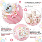 Ziliny 350 Pcs Donut Grow up Party Supplies Tableware Set Disposable 9'' 7'' Paper Plates 9 oz Cups Cutlery Napkins Dinnerware Set for 1st Birthday, Serve 50 (Donut Grow Up, Macron Color) - Image 4