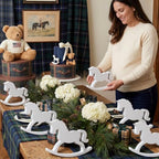 Vicenpal 6 Pack Baby Shower Wooden Vintage Rocking Horse Table Decorations for Blue Green Tartan Plaids Party Centerpieces, White Rocking Horse Decor for Baby Shower Party Wedding Birthday Decorations - Image 5