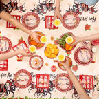 Ceenna 452 Pcs Derby Day Party Supplies for 50 Guests, Run for the Roses Derby Paper Plates Napkins Cups Tablecloth Cutlery Straw Disposable Tableware for Horse Racing Day Party Decorations - Image 5