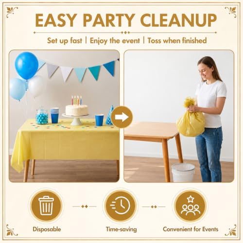 Newwiee 72 Pack Neutral Gold Silver Plastic Tablecloths Bulk 54" x 72" - Image 5