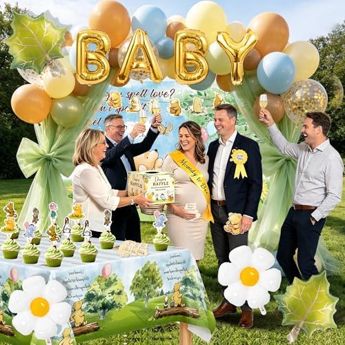 153Pcs Classic Winnie Bear Baby Shower Decorations Party Supplies - Image 5