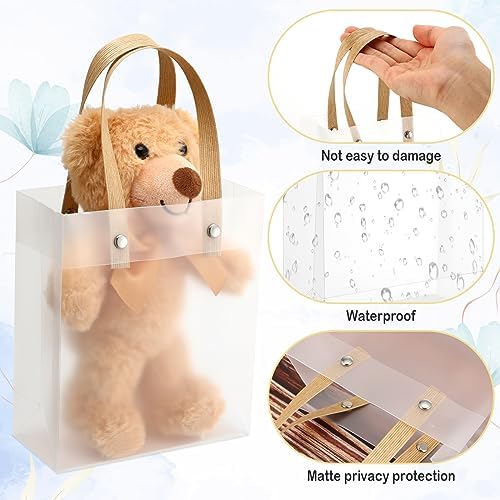 Qilery 50 Small Frosted Gift Bags with Handles, 5.9 x 5.1 x 2.36 Inches - Image 3