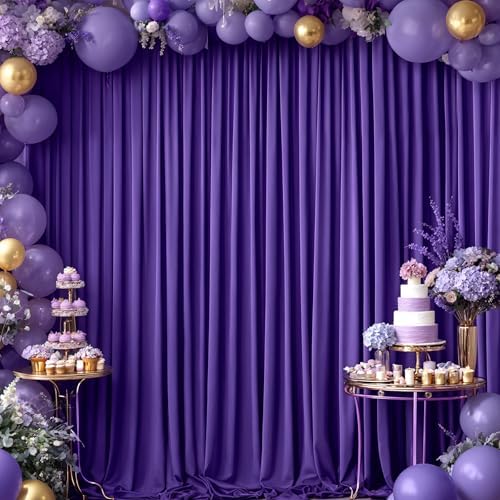 16x10FT Dark Purple Backdrop Curtains for Wedding Parties, Wrinkle Free Polyester Photography Backdrop Drapes for Baby Shower Birthday Parties Stage Background Stand Decorations 4x10ft,4 Panels - Image 3