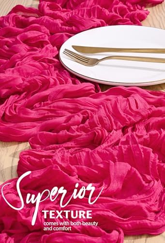 30 Pack Cheesecloth Table Runner 10FT Hot Pink Table Runner Boho Gauze Cheese Cloth Table Runners Long Rustic Sheer Table Decorations for Wedding Party Baby Bridal Shower Birthday Holiday Home - Image 4