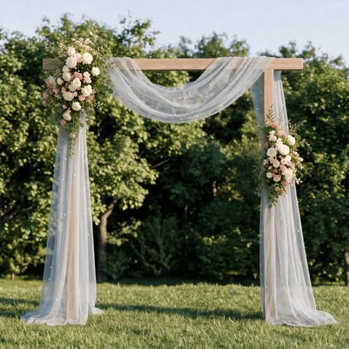 Artoid Mode 10-Pack Pearl White Gauze Table Runner 10FT Home Decor - Image 3