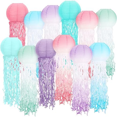 Retisee 12 Pcs Hanging Jellyfish Paper Lanterns, Gradient Color by Retisee