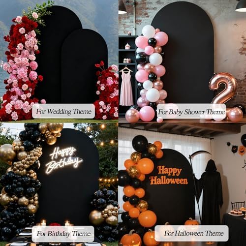 8 FT Arch Backdrop Cover, Wedding Black Arch Covers Stretchy Backdrop Spandex Fitted for Chiara Stand Birthday Baby Shower Party Ceremony Decoration Black 8FT - Image 5